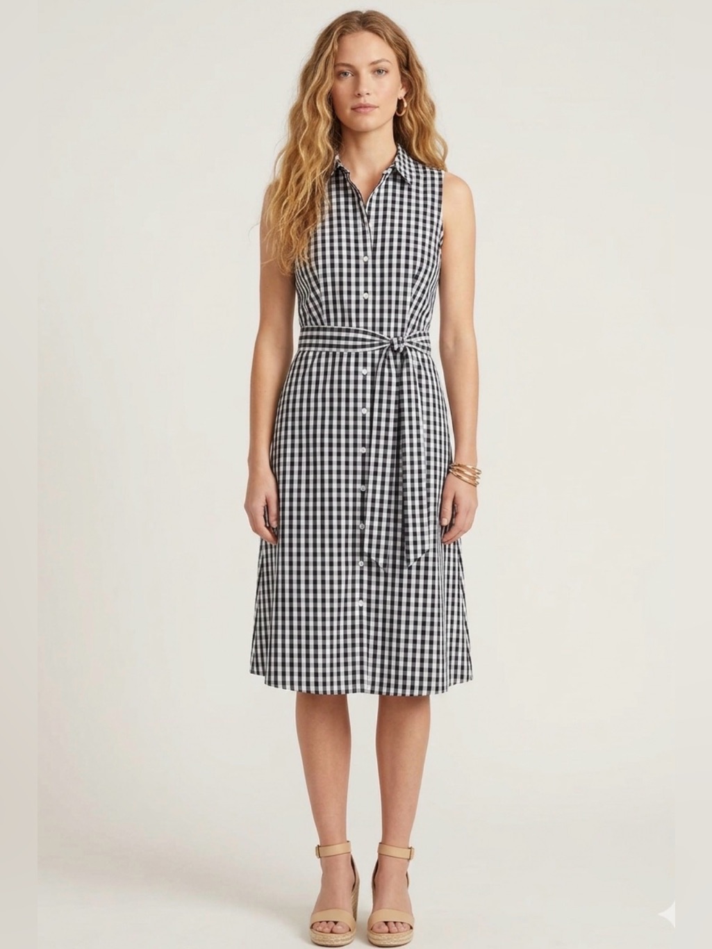 Westport 100% Cotton Gingham Dress In Navy/White Women’s Size 6